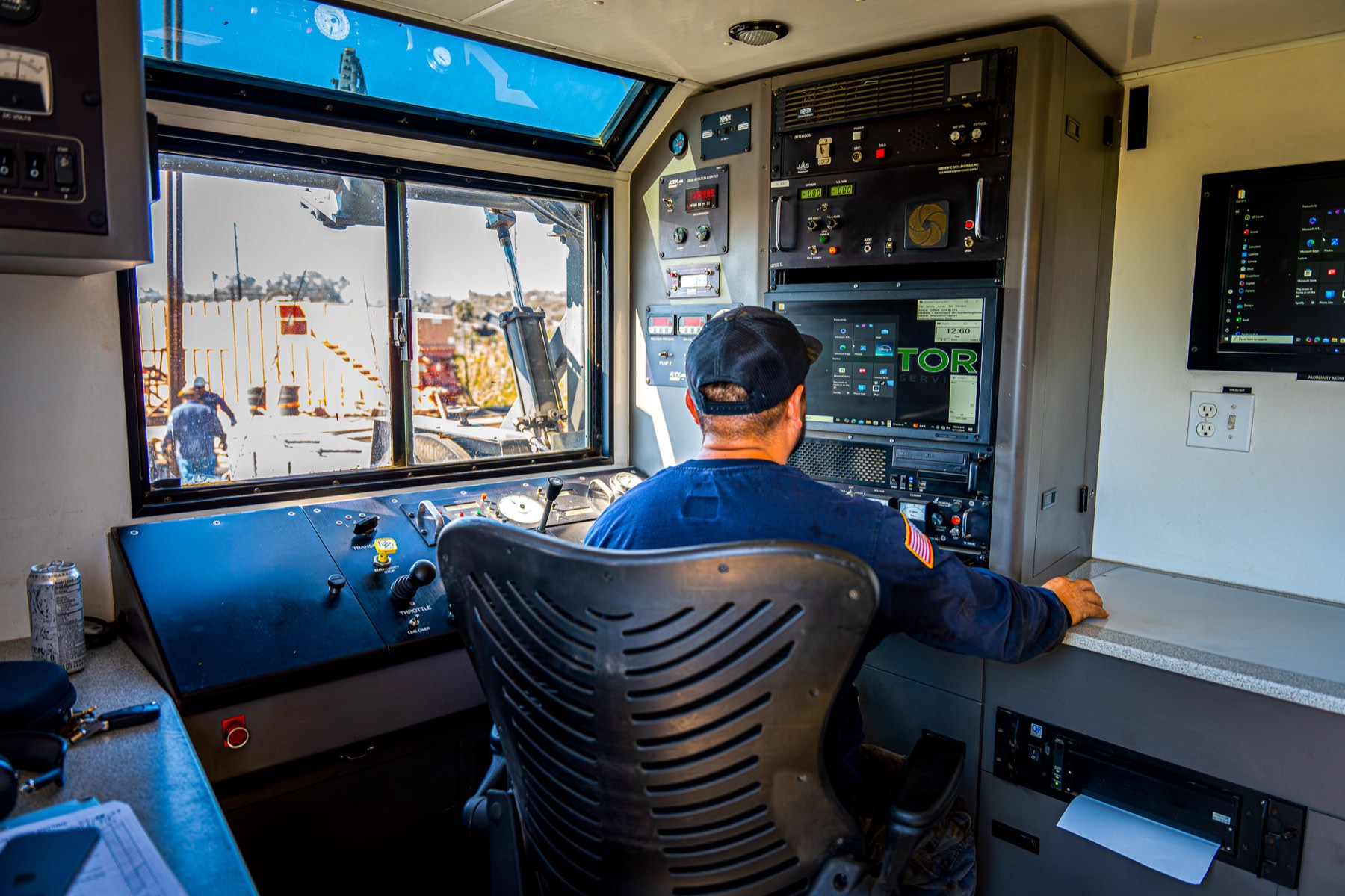 Wireline operator in the control cab